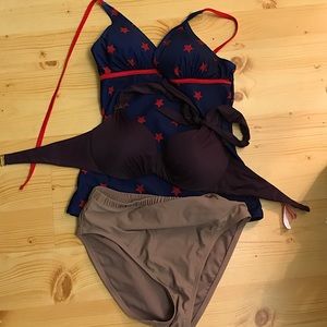 Two swimsuit tops and one bottom. NWOT